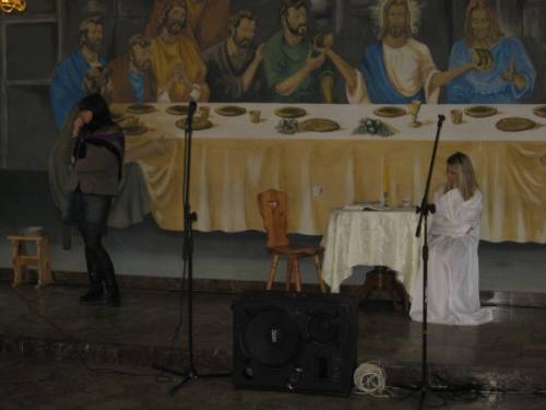 Pantomima, którą przedstawiło Szkolne Koło Caritas